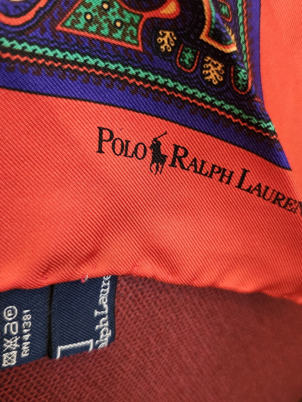 Polo Ralph Lauren Silk Scarf, Ralph Lauren Mens Pocket Scarf, Made In Italy - Picture 4 of 5